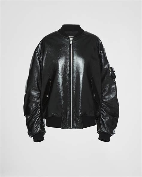 prada nappa leather bomber jacket|Prada nylon bomber.